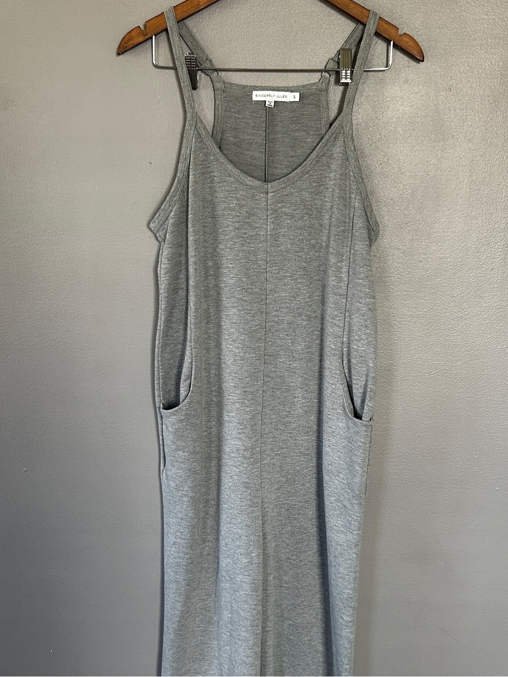 Sincerely Jules Gray Sleeveless Jumpsuit Pockets Adjustable Straps Size Small